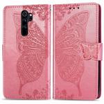 For Xiaomi Redmi Note 8 Pro Butterfly Love Flower Embossed Horizontal Flip Leather Case with Bracket / Card Slot / Wallet / Lanyard(Pink)