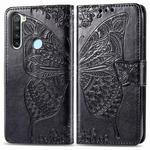 For Xiaomi Redmi Note 8  Butterfly Love Flower Embossed Horizontal Flip Leather Case with Bracket / Card Slot / Wallet / Lanyard(Black)