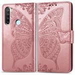 For Xiaomi Redmi Note 8  Butterfly Love Flower Embossed Horizontal Flip Leather Case with Bracket / Card Slot / Wallet / Lanyard(Rose Gold)