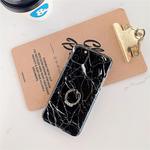 For iPhone 11 TPU Smooth Marble with Ring Metal Rhinestone Bracket Mobile Phone Protective Case(Gold Jade Q1)