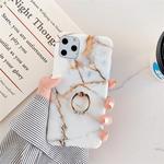 For iPhone 11 TPU Smooth Marble with Ring Metal Rhinestone Bracket Mobile Phone Protective Case(Snowflake Gold Q10)