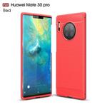 For Huawei Mate30 Pro Brushed Texture Carbon Fiber TPU Case(Red)