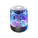C7 Bluetooth 5.0 Speaker Transparent LED Luminous Subwoofer TWS 6D Surround HIFI Stereo Cool Audio(Black)