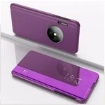 For Huawei Mate 30 Plating Mirror Left and Right Flip Cover with Bracket Holster(Purple)
