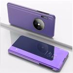 For Huawei Mate 30 Pro Plating Mirror Left and Right Flip Cover with Bracket Holster(Purple blue)