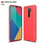 For OPPO A9 2020 Brushed Texture Carbon Fiber TPU Case(Red)