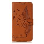 Feather Pattern Litchi Texture Horizontal Flip Leather Case with Wallet & Holder & Card Slots For Huawei Mate 30(Brown)