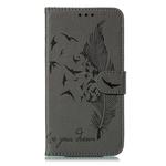 Feather Pattern Litchi Texture Horizontal Flip Leather Case with Wallet & Holder & Card Slots For Xiaomi Redmi Note 8 Pro(Gray)