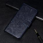 For Xiaomi Redmi Note 8 Pro Lace Flower Embossing Pattern Horizontal Flip Leather Case , with Holder & Card Slots & Wallet & Photo Frame & Lanyard(Dark Blue)