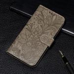 For Xiaomi Redmi Note 8 Pro Lace Flower Embossing Pattern Horizontal Flip Leather Case , with Holder & Card Slots & Wallet & Photo Frame & Lanyard(Gray)