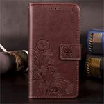 For Galaxy M30s Lucky Clover Pressed Flowers Pattern Leather Case with Holder & Card Slots & Wallet & Hand Strap(Brown)
