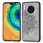 For Huawei Mate 30 ， Embossed Mandala pattern PC + TPU + Fabric Phone Case with Lanyard & Magnetic(Gray)