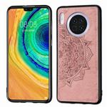 For Huawei Mate 30 ， Embossed Mandala pattern PC + TPU + Fabric Phone Case with Lanyard & Magnetic(Rose Gold)