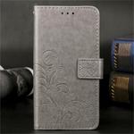 For Huawei Mate 30 Pro Lucky Clover Pressed Flowers Pattern Leather Case with Holder & Card Slots & Wallet & Hand Strap(Gray)