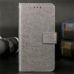 For Huawei Mate 30 Lucky Clover Pressed Flowers Pattern Leather Case , with Holder & Card Slots & Wallet & Hand Strap(Gray)