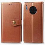 For Huawei Mate 30 Retro Solid Color Leather Buckle Mobile Phone Protection Leather Case with Photo Frame & Card Slot & Wallet & Bracket Function(Brown)