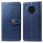 For Huawei Mate 30 Pro Retro Solid Color Leather Buckle Mobile Phone Protection Leather Case with Photo Frame & Card Slot & Wallet & Bracket Function(Blue)