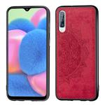 For Galaxy A30s Embossed Mandala pattern PC + TPU + Fabric Phone Case with Lanyard & Magnetic(Red)