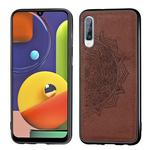 For Galaxy A50s，Embossed Mandala Pattern PC + TPU + Fabric Phone Case,with Lanyard & Magnetic(Brown)