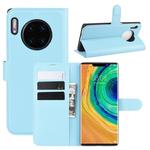 For Huawei Mate 30 Pro Litchi Texture Horizontal Flip Leather Case with Wallet & Holder & Card Slots(Blue)