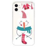 For iPhone 11 Trendy Cute Christmas Patterned Case Clear TPU Cover Phone Cases(Socks Snowman)