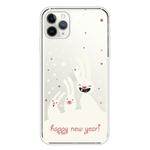 For iPhone 11 Pro Max Trendy Cute Christmas Patterned Case Clear TPU Cover Phone Cases(Three White rabbits)