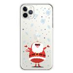 For iPhone 11 Pro Max Trendy Cute Christmas Patterned Case Clear TPU Cover Phone Cases(Santa Claus with Open Hands)