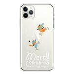 For iPhone 11 Pro Max Trendy Cute Christmas Patterned Case Clear TPU Cover Phone Cases(Skiing Bird)