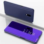 For OnePlus 7 Plating Mirror Horizontal Flip Leather with Bracket Holster(Purple Blue)