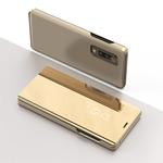 For Galaxy A90 5G Electroplating Mirror Horizontal Flip PU Leather Case with Holder(Gold)