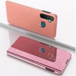 For OPPO Realme 5 Pro Plated Mirror Horizontal Flip Leather with Stand Mobile Phone Holster(Rose Gold)