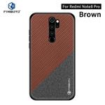 For Xiaomi RedMi Note 8 Pro PINWUYO Rong Series  Shockproof PC + TPU+ Chemical Fiber Cloth Protective Cover(Brown)