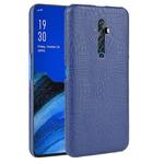 For Oppo Reno2 Z Shockproof Crocodile Texture PC + PU Case(Blue)