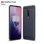 For Oneplus 7T Pro   Brushed Texture Carbon Fiber TPU Case(Navy Blue)