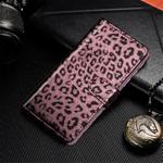 For iPhone 11 Pro Leopard Flip Stand Mobile Phone Casewith Lanyard Card Slot Photo Frame(Rose Gold)
