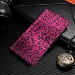 For iPhone 11 Pro Leopard Flip Stand Mobile Phone Casewith Lanyard Card Slot Photo Frame(Magenta)