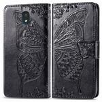 For LG K30 2019  Butterfly Love Flower Embossed Horizontal Flip Leather Case with Bracket Lanyard Card Slot Wallet(Black)