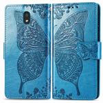 For LG K30 2019  Butterfly Love Flower Embossed Horizontal Flip Leather Case with Bracket Lanyard Card Slot Wallet(Blue)