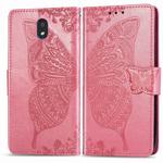 For LG K30 2019  Butterfly Love Flower Embossed Horizontal Flip Leather Case with Bracket Lanyard Card Slot Wallet(Pink)