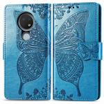 For Nokia 6.2 / 7.2 Butterfly Love Flower Embossed Horizontal Flip Leather Case with Bracket Lanyard Card Slot Wallet(Blue)
