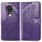 For Nokia 6.2 / 7.2 Butterfly Love Flower Embossed Horizontal Flip Leather Case with Bracket Lanyard Card Slot Wallet(Dark Purple)