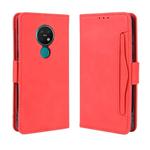 For Nokia 7.2 / 6.2 Wallet Style Skin Feel Calf Pattern Leather Case ，with Separate Card Slot(Red)