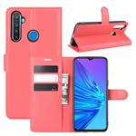 For OPPO Realme 5 Litchi Texture Horizontal Flip Leather Case with Wallet & Holder & Card Slots(Red)