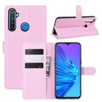 For OPPO Realme 5 Litchi Texture Horizontal Flip Leather Case with Wallet & Holder & Card Slots(Pink)