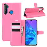 For OPPO Realme 5 Litchi Texture Horizontal Flip Leather Case with Wallet & Holder & Card Slots(Rose red)