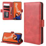 For OPPO RENO2  Wallet Stand Leather Cell Phone Case with Wallet & Holder & Card Slots(Red)