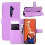 For OPPO RENO2   Litchi Texture Horizontal Flip Leather Case with Wallet & Holder & Card Slots(Purple)