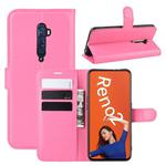 For OPPO RENO2   Litchi Texture Horizontal Flip Leather Case with Wallet & Holder & Card Slots(Rose Red)