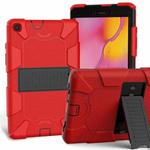 For Galaxy Tab A8.0 2019 / T290 Shockproof Two-Color Silicone Protection Case with Holder(Red+Black)