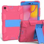 For Galaxy Tab A8.0 2019 / T290 Shockproof Two-Color Silicone Protection Case with Holder(Hot Pink+Blue)